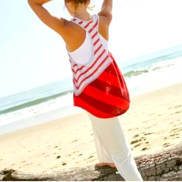 NWT Free People Keep Rolling Red and White striped tank size small - Picture 1 of 5
